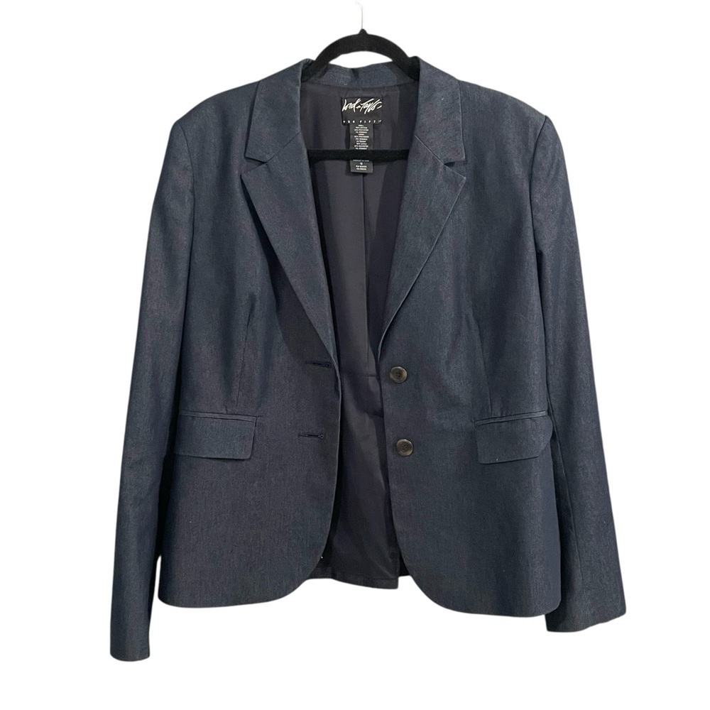 Lord & Taylor Navy Denim Stretch Blazer 12